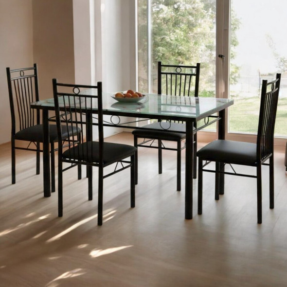 GLASS DINING TABLE CZ-6702-Y54 WITH 4 CHAIR SET
