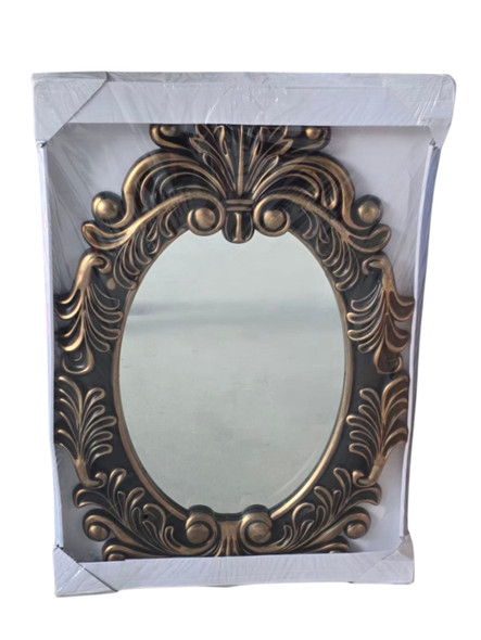 MIRROR WALL DECORATIVE BLACK & GOLD OVAL GP-2578