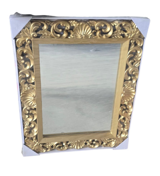 MIRROR WALL DECORATIVE GOLD SQUARE 33" X 26"