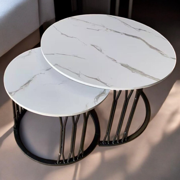 TABLE METAL 2PCS #21 GOLD FRAME AND CERAMIC TOP (3BOX)