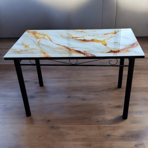 GLASS DINING TABLE F05  WITH 4 CHAIR SET