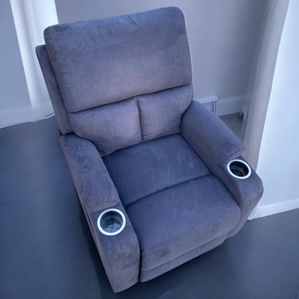 CHAIR RECLINER SOFA HS408-16 GREY CHALLENGER WITH CUP HOLDER