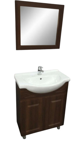 BATHROOM CABINET WITH MIRROR BLACK WALNUT NH C005-650MM 63.5X31.5X72CM