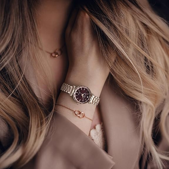 Watch Jessica Simpson Diamond Collection Bracelet Rosegold Burgandy JSD0005