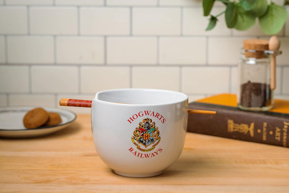 Ramen Bowl Silver Buffalo Harry Potter House Crest w/chopstick 20oz
