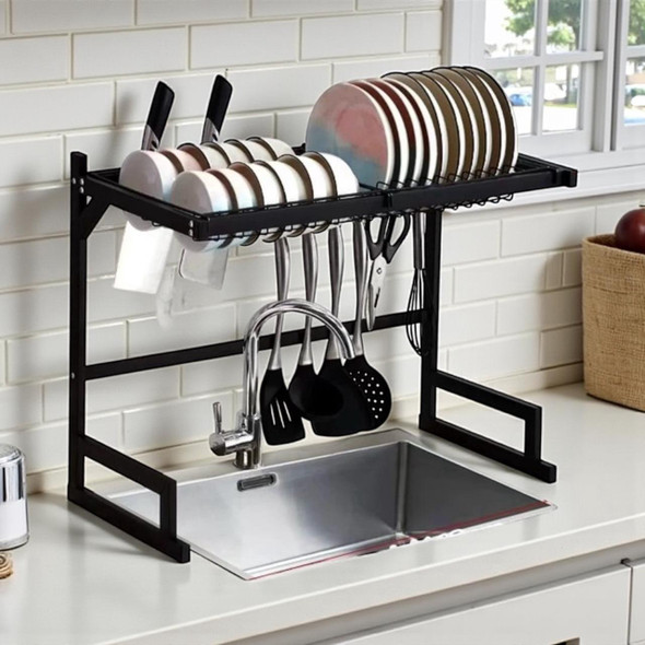 DISH RACK OVER SINK METAL BLACK LUCKY HOME A15-025H