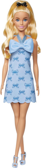 Toy Barbie Doll Fashionistas Wearing Blue Bow Dress