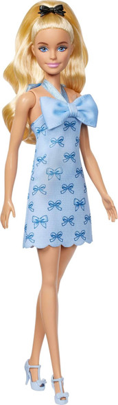 Toy Barbie Doll Fashionistas Wearing Blue Bow Dress
