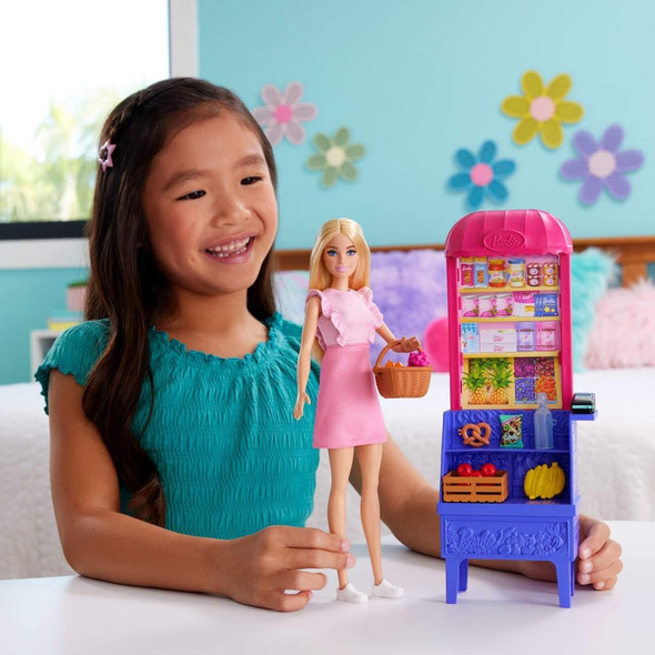 Toy Barbie Doll Playset at The Market & 11 Accessories