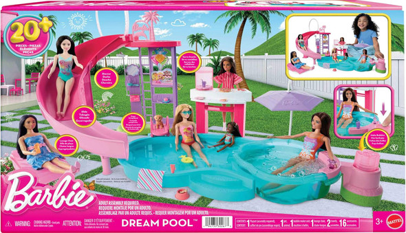 Toy Barbie Dream Pool Playset with 6 Play Areas