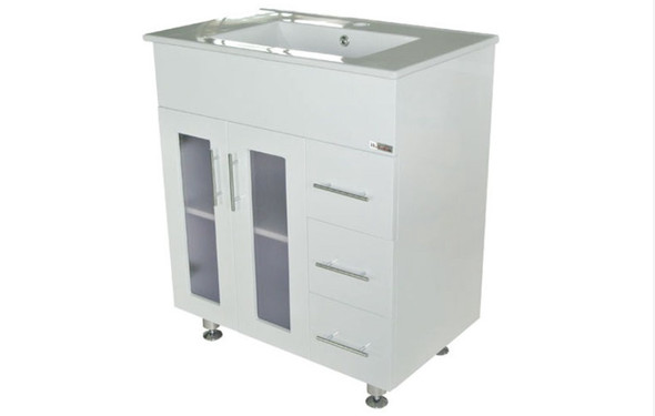 BATHROOM CABINET WOLLATON WHITE 2 DOORS AND 3 DRAWS PVC 29.5"X18"X33.5" GNC-B750B+C