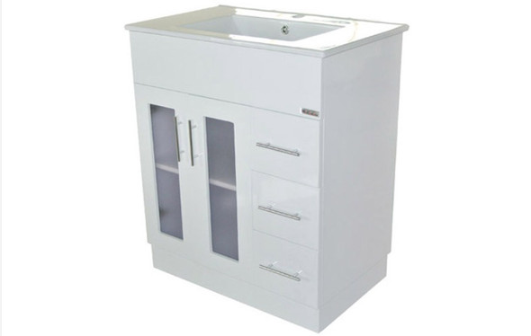 BATHROOM CABINET WOLLATON WHITE 2 DOORS AND 3 DRAWS PVC 29.5"X18"X33.5" GNC-B750B+C