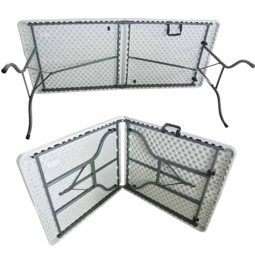 TABLE FOLDING PLASTIC WHITE 6FT CLIFFSIDE GQT-FLD0183 2 HALF RECTANGLE  72" X 30" X 29"