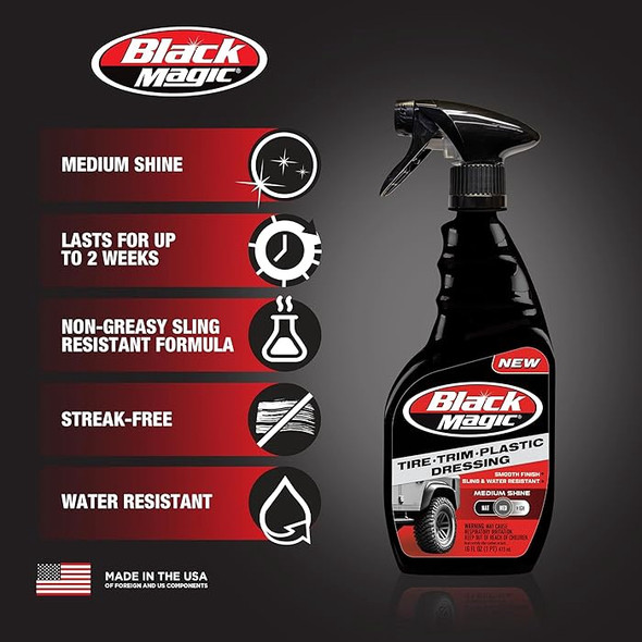 BLACK MAGIC TIRE TRIM AND PLASTIC DRESSING 16 FL OZ 473ML