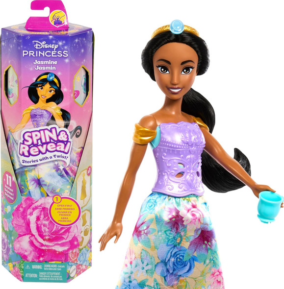 Toy Disney Princess Doll Jasmine Spin & Reveal with 11 Surprises