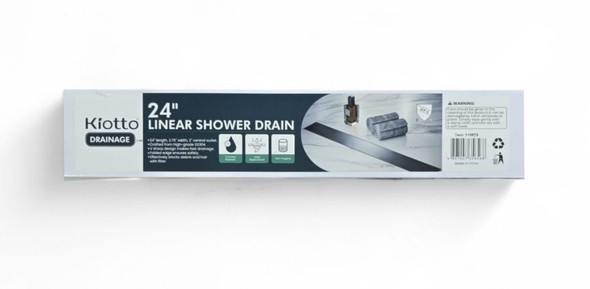 SHOWER DRAIN KIOTTO 24" LINEAR STAINLESS STEEL MATT BLACK WITH HAIR FILTER #110B24