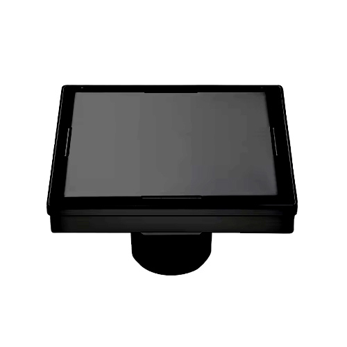 SHOWER DRAIN KIOTTO 4" SMOOTH STAINLESS STEEL MATT BLACK WITH HAIR FILTER #122B4