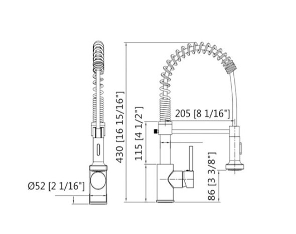 KITCHEN FAUCET KIOTTO SINGLE HANDLE PULL DOWN SPRAYER BRUSH NICKLE #62J07SBN