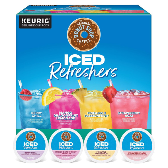 Coffee K-Cup Pods Keurig The Original Donut Shop Iced Refreshers Variety 20count