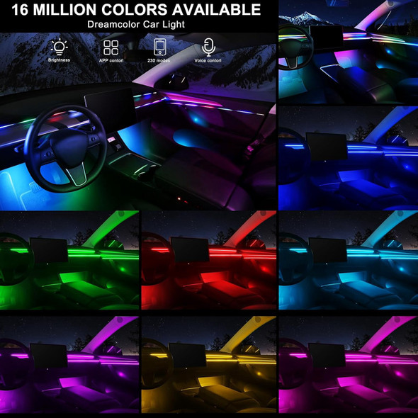 CAR LED AMBIENT LIGHT ATMOSPHERE STRIP RGB APP CONTROL 18IN1 175"