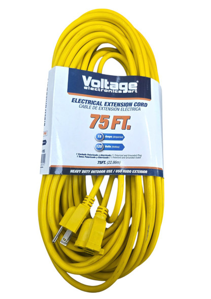 EXTENSION CORD OUTDOOR YELLOW 75FT 15AMPS VOLTAGE V-75FT-YEL