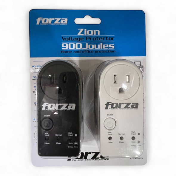 PROTECTOR VOLTAGE FORZA FVP-1201 2PK 2PCS PACK 900J 1800W WHITE AND BLACK