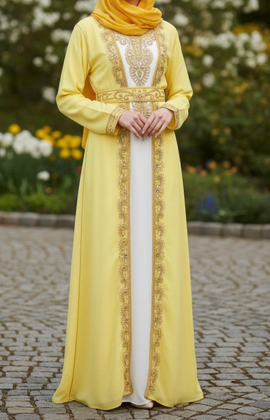 Gown Beaded Embellished Yellow