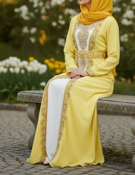 Gown Beaded Embellished Yellow