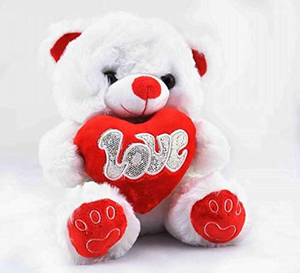 PLUSH TEDDY BEAR LOVE HEART SMALL