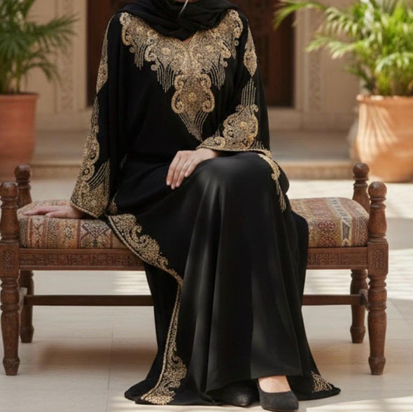 Gown Beaded Embellished Black Gold