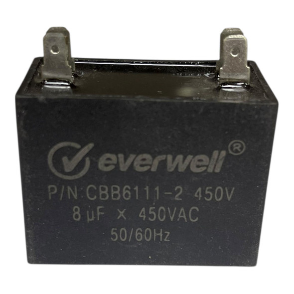 AIR CONDITIONER CAPACITOR 8UF 450V 8MF SQUARE RUNNING BLACK EVERWELL CBB6111-2