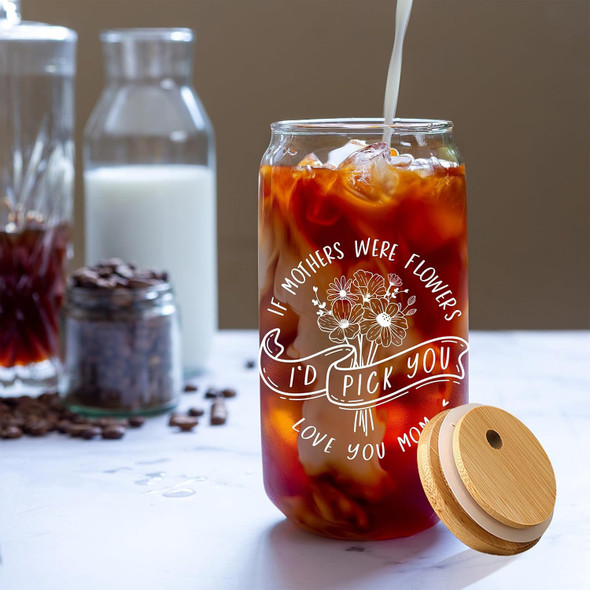 Mother's Day Tumbler 16oz Glass w/Lid