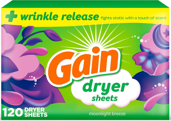 Dryer Sheet Gain Plus Wrinkle Release Moonlight Breeze Scent 120count