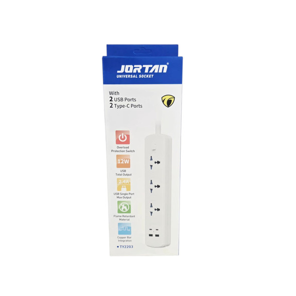 POWER STRIP JORTAN UNIVERSAL TY2203 USB + TYPE C