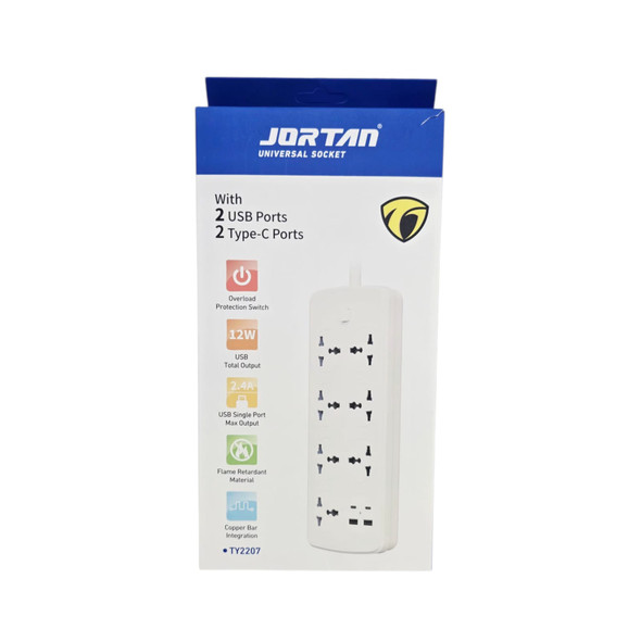 POWER STRIP JORTAN UNIVERSAL TY2207 USB + TYPE C