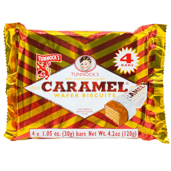 TUNNOCKS CARAMEL MILK CHOCOLATE COATED WAFER BISCUITS 120G