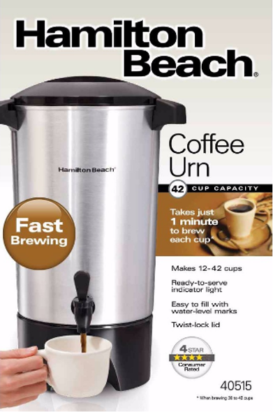 COFFEE MAKER HAMILTON BEACH 40515G URN STAINLESS STEEL