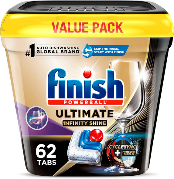 Dishwasher Detergent Finish Ultimate Quantum Infinity Shine 62 count