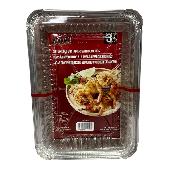 FOIL TRAY TITAN BZ90915CR 3PCS PACK PAN DOME WITH LIDS