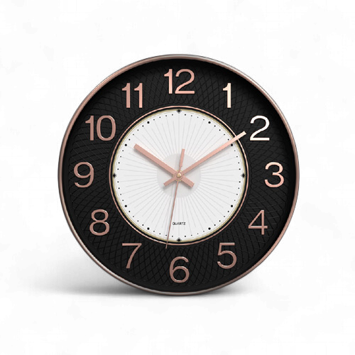 CLOCK WALL MUTBERG HJC-U-004 12" MODERN BLACK SILENT NON-TICKING ANALOG
