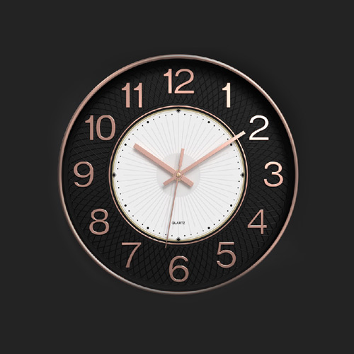 CLOCK WALL MUTBERG HJC-U-004 12" MODERN BLACK SILENT NON-TICKING ANALOG