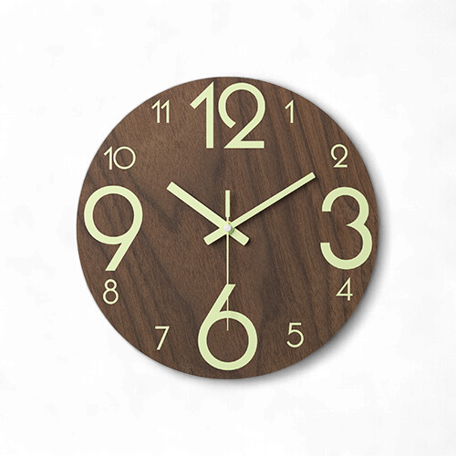 CLOCK WALL MUTBERG HJC-MYG-001 12" MODERN BROWN SILENT NON-TICKING ANALOG BIG NUMBERS