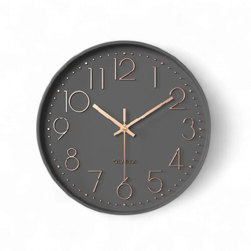 CLOCK WALL MUTBERG HJC-2015E-026 14" MODERN GREY SILENT NON-TICKING ANALOG