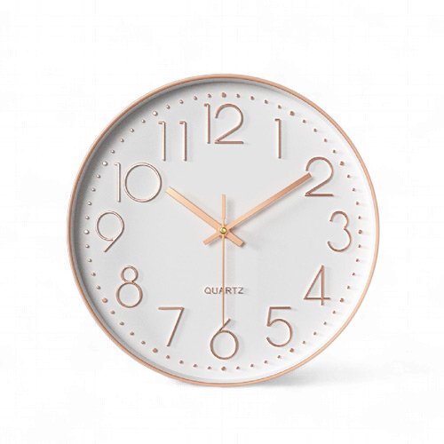 CLOCK WALL MUTBERG HJC-2015E-004 14" MODERN WHITE SILENT NON-TICKING ANALOG