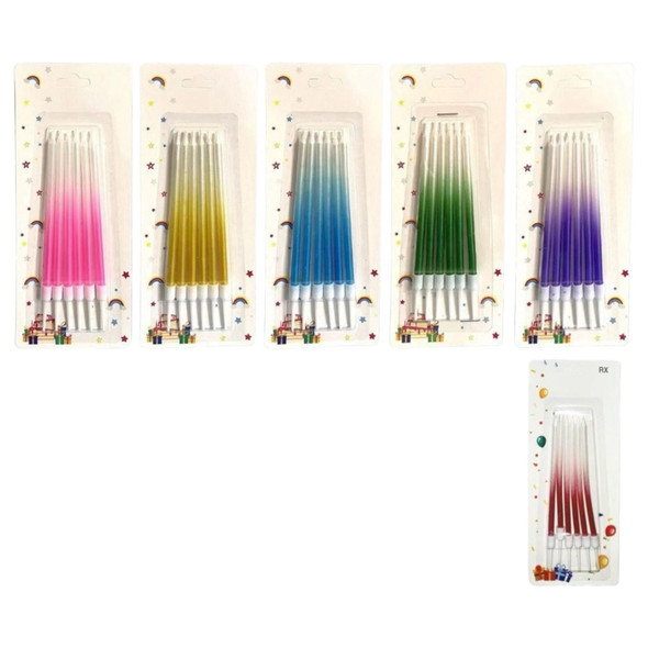 PARTY BIRTHDAY CANDLE 6PCS PACK GRADIENT LZ-3463-Y46