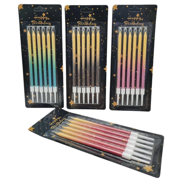 PARTY BIRTHDAY CANDLE 6PCS PACK GRADIENT LZ-3464-Y46
