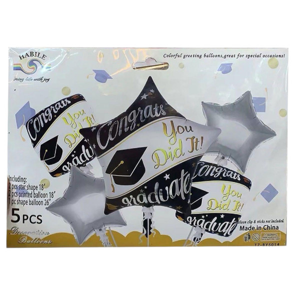 PARTY BALLOONS 5PCS PACK CONGRATS TZ-BY5014