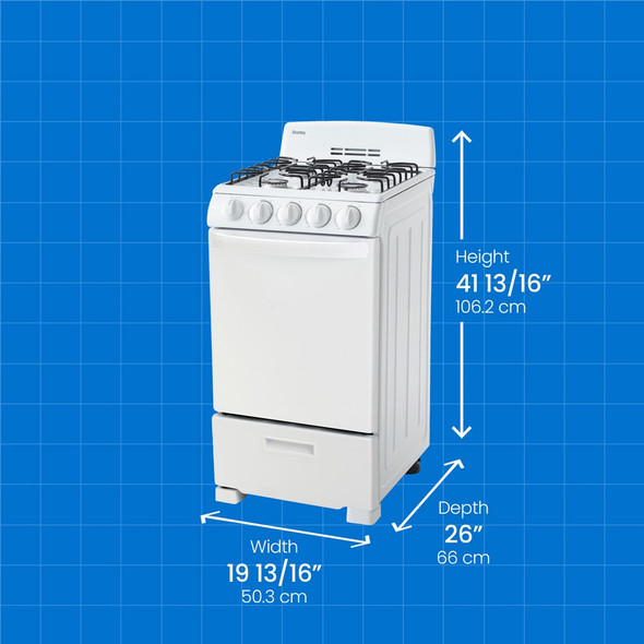 STOVE 4 BURNER DANBY 20" WHITE DR203WGLP