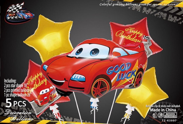 PARTY BALLOONS FOIL TYPE 5PCS PACK CARS T2-K5097