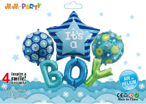 PARTY BALLOONS FOIL TYPE 4PCS PACK IT'S A BOY T2-B4001